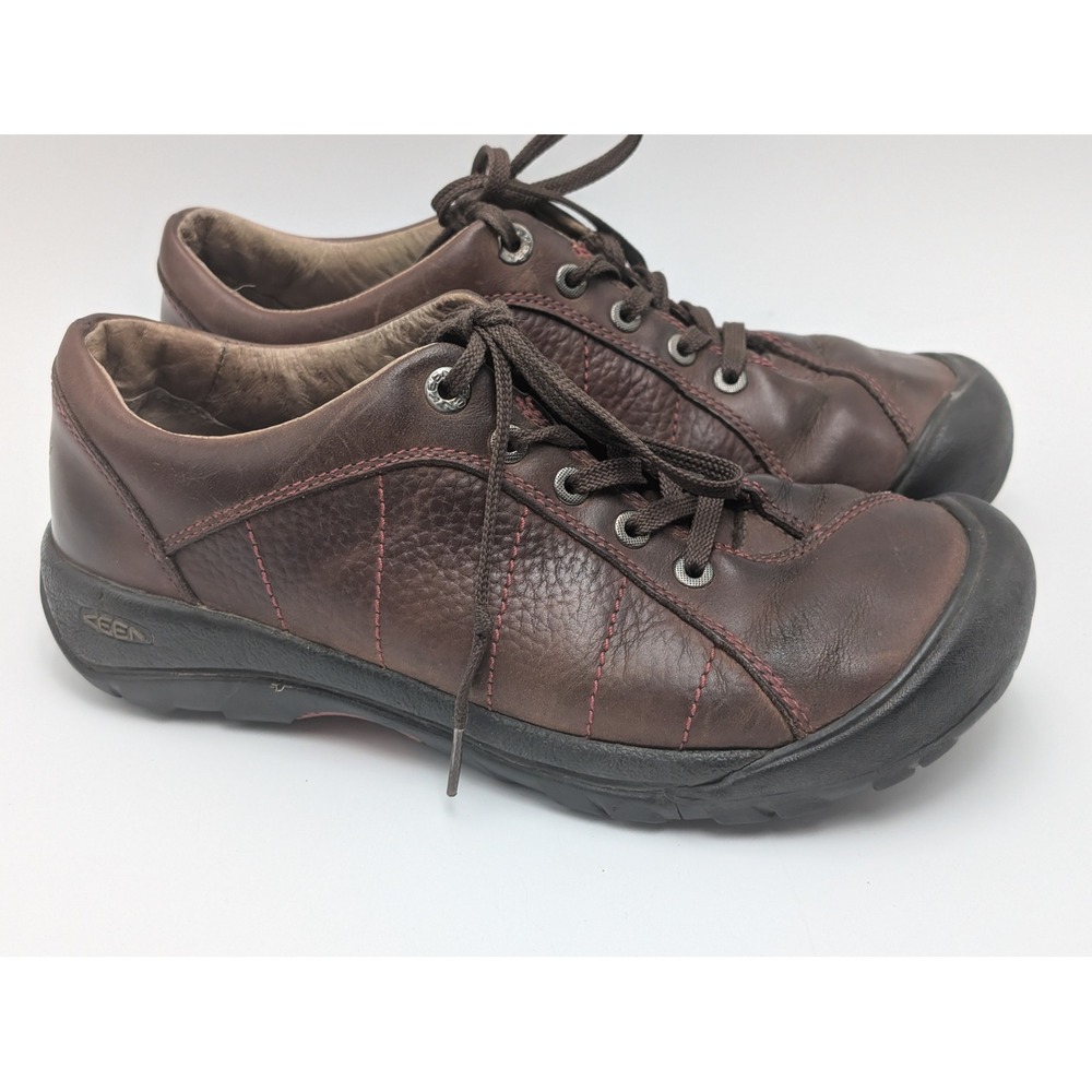 Keen Oxford Women 8 Brown Presidio Leather Lace Up Contrast Stitch Walking Shoes
